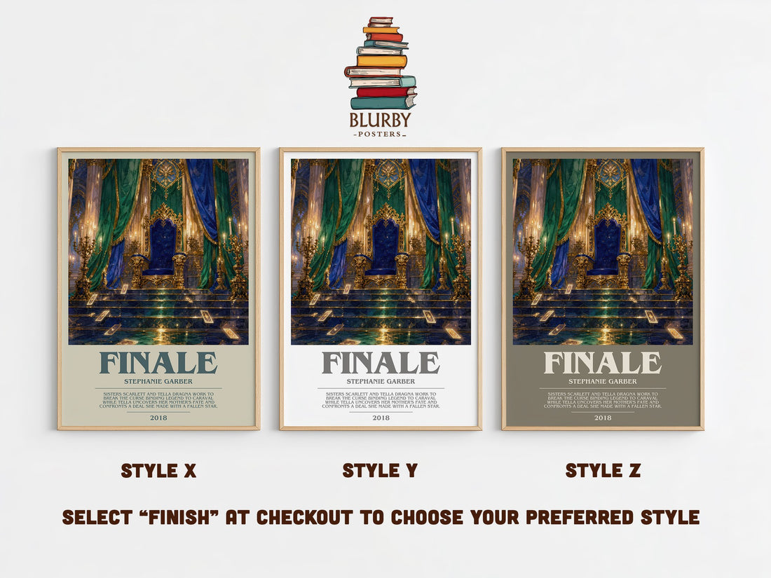 Finale bookish print in frame leaning in hallway – fantasy wall art (mockup)