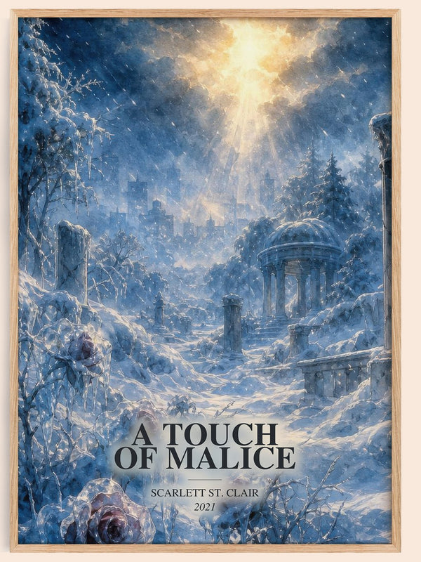 A Touch of Malice watercolour book poster by Scarlett St. Clair – framed literary art print