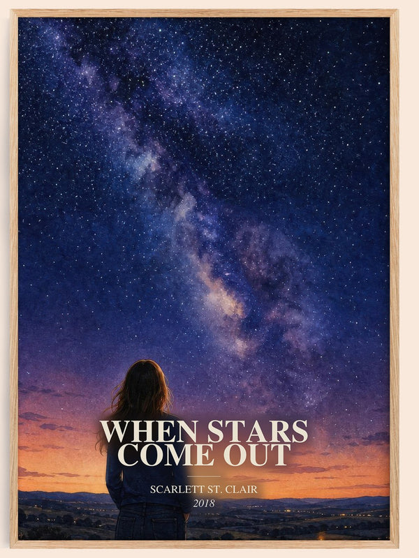 When Stars Come Out watercolour book poster by Scarlett St. Clair – framed literary art print