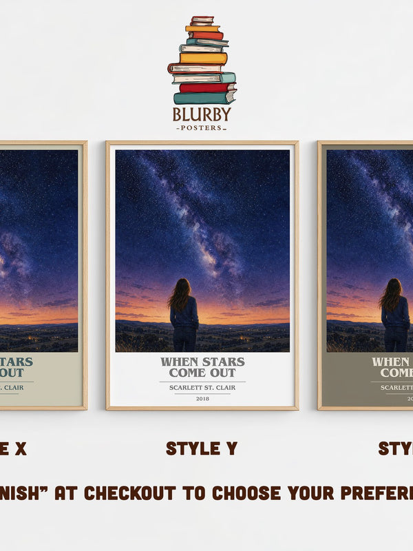 When Stars Come Out book cover print in frame leaning in hallway – fantasy wall art
