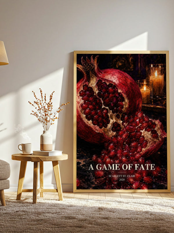 A Game of Fate watercolour print in frame leaning in hallway – fantasy wall art
