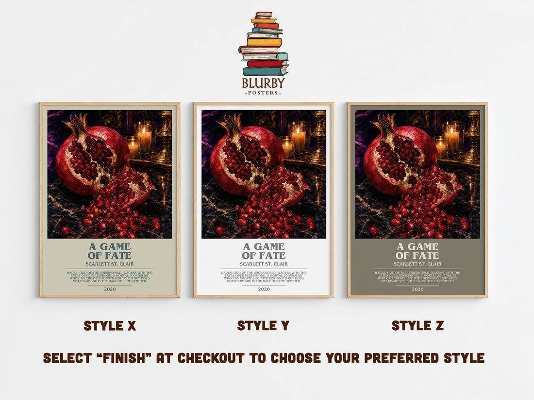 A Game of Fate bookish print in frame leaning in hallway – fantasy wall art (mockup)