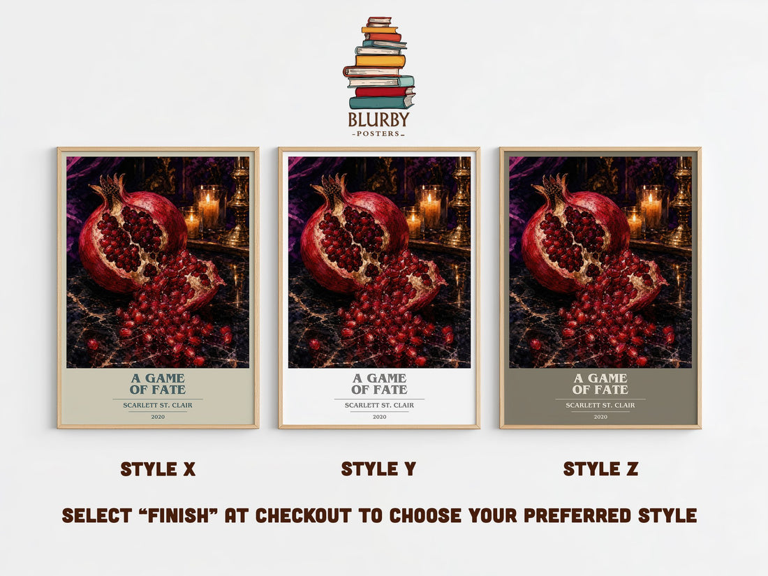 A Game of Fate book cover print in frame leaning in hallway – fantasy wall art (mockup)