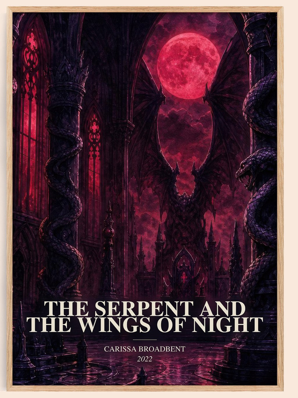 The Serpent and the Wings of Night watercolour book poster by Carissa Broadbent – framed literary art print