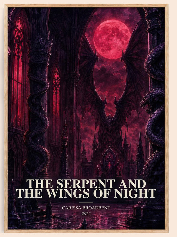 The Serpent and the Wings of Night watercolour book poster by Carissa Broadbent – framed literary art print