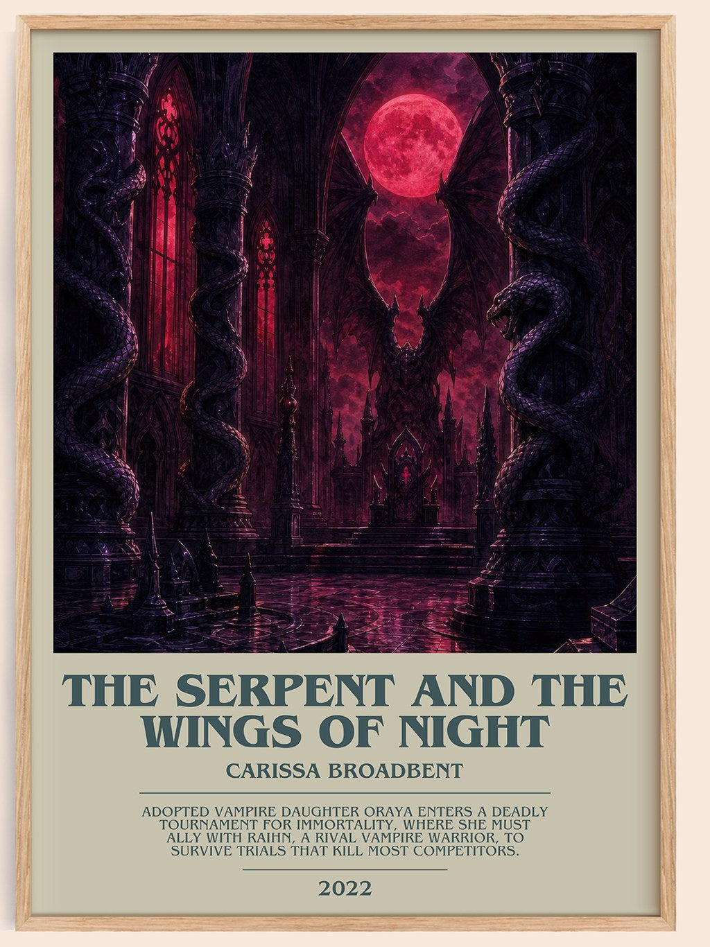 The Serpent and the Wings of Night bookish book poster by Carissa Broadbent – framed literary art print