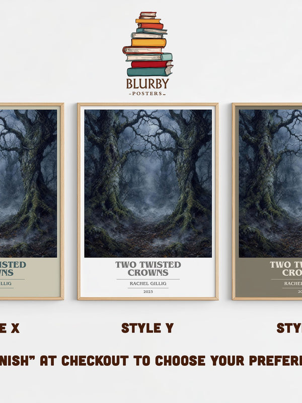 Two Twisted Crowns book cover print in frame leaning in hallway – fantasy wall art