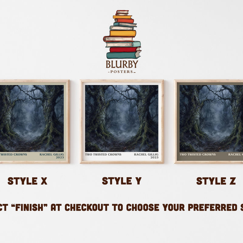 Two Twisted Crowns literary print in frame leaning in hallway – fantasy wall art