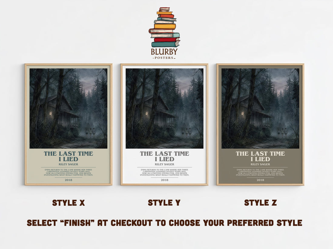 The Last Time I Lied bookish print in frame leaning in hallway – thriller wall art (mockup)