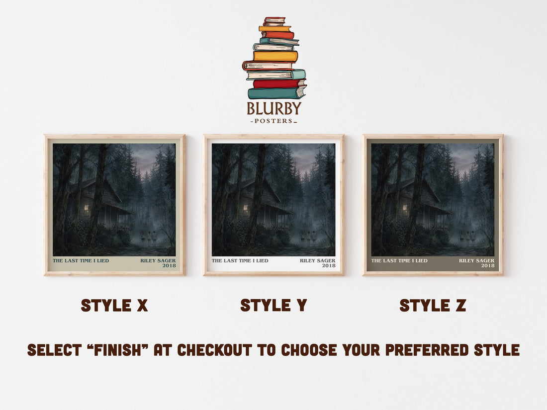 The Last Time I Lied literary print in frame leaning in hallway – thriller wall art (mockup)