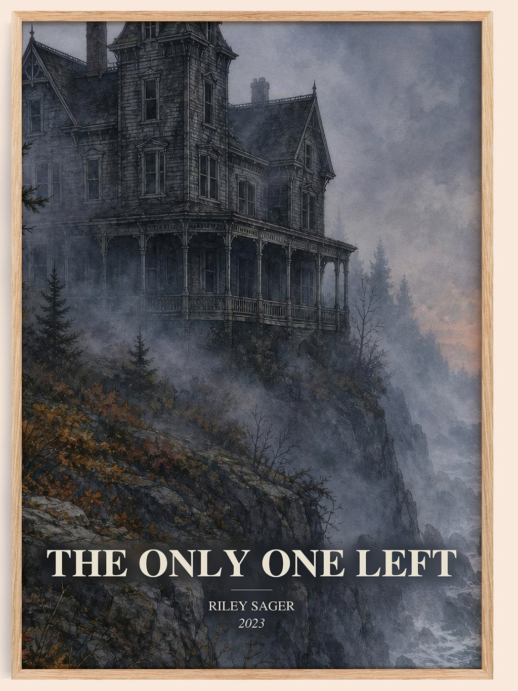 The Only One Left watercolour book poster by Riley Sager – framed literary art print
