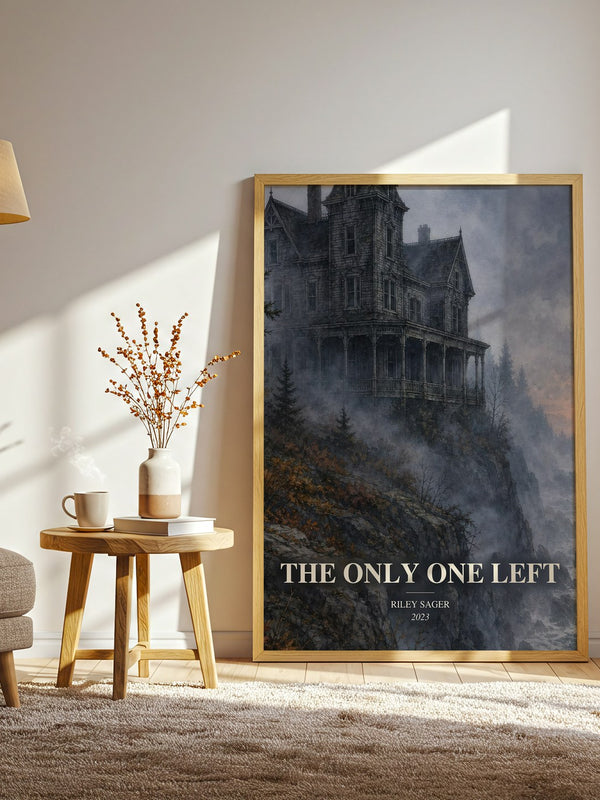 The Only One Left watercolour print in frame leaning in hallway – thriller wall art