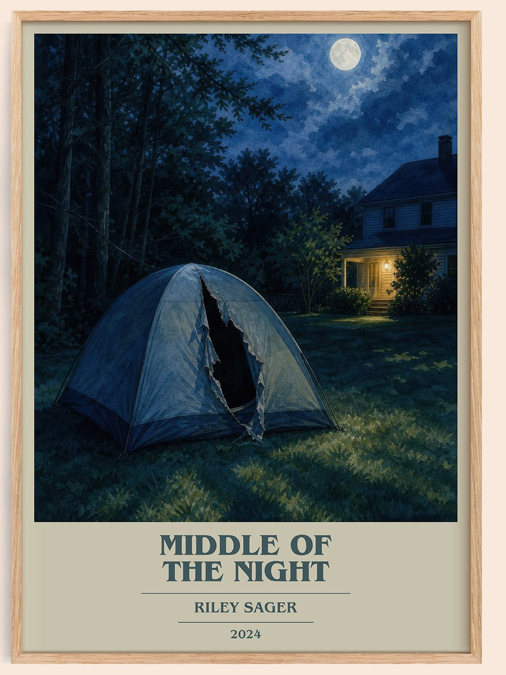 Middle of the Night book cover book poster by Riley Sager – framed literary art print