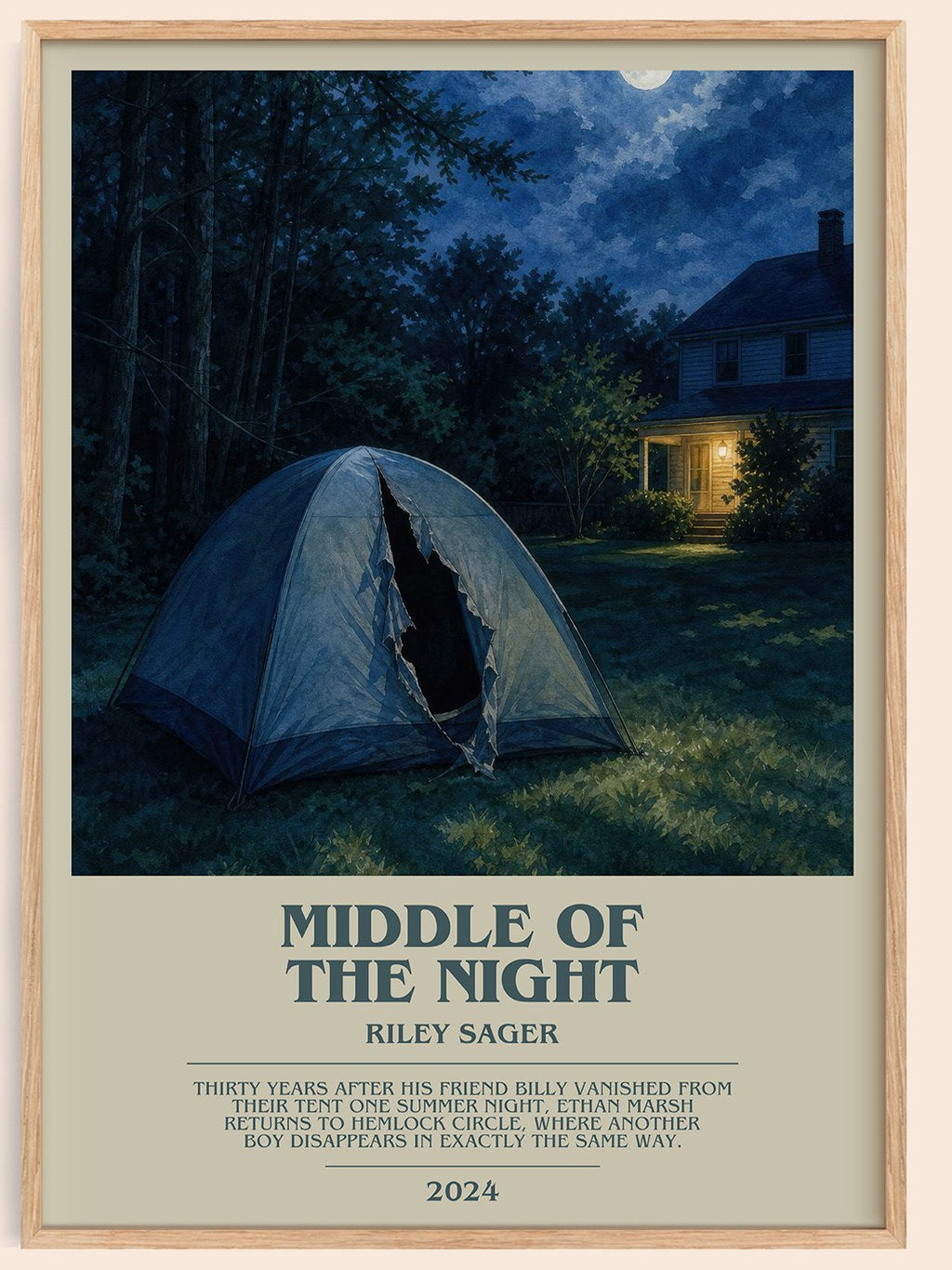 Middle of the Night bookish book poster by Riley Sager – framed literary art print