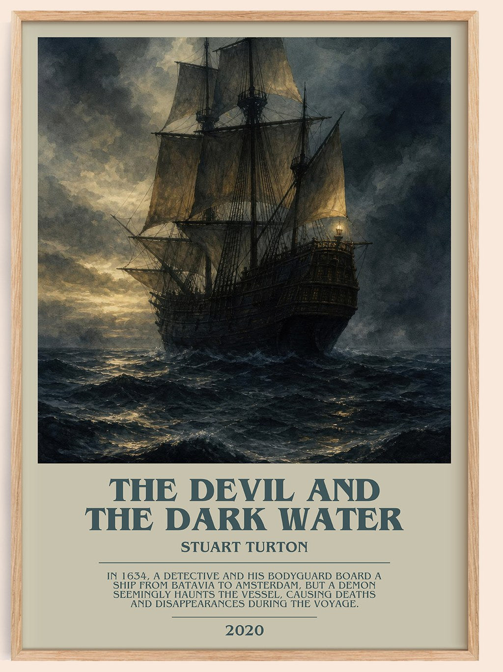 The Devil and the Dark Water bookish book poster by Stuart Turton – framed literary art print