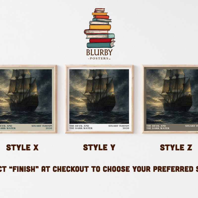 The Devil and the Dark Water literary print in frame leaning in hallway – mystery wall art