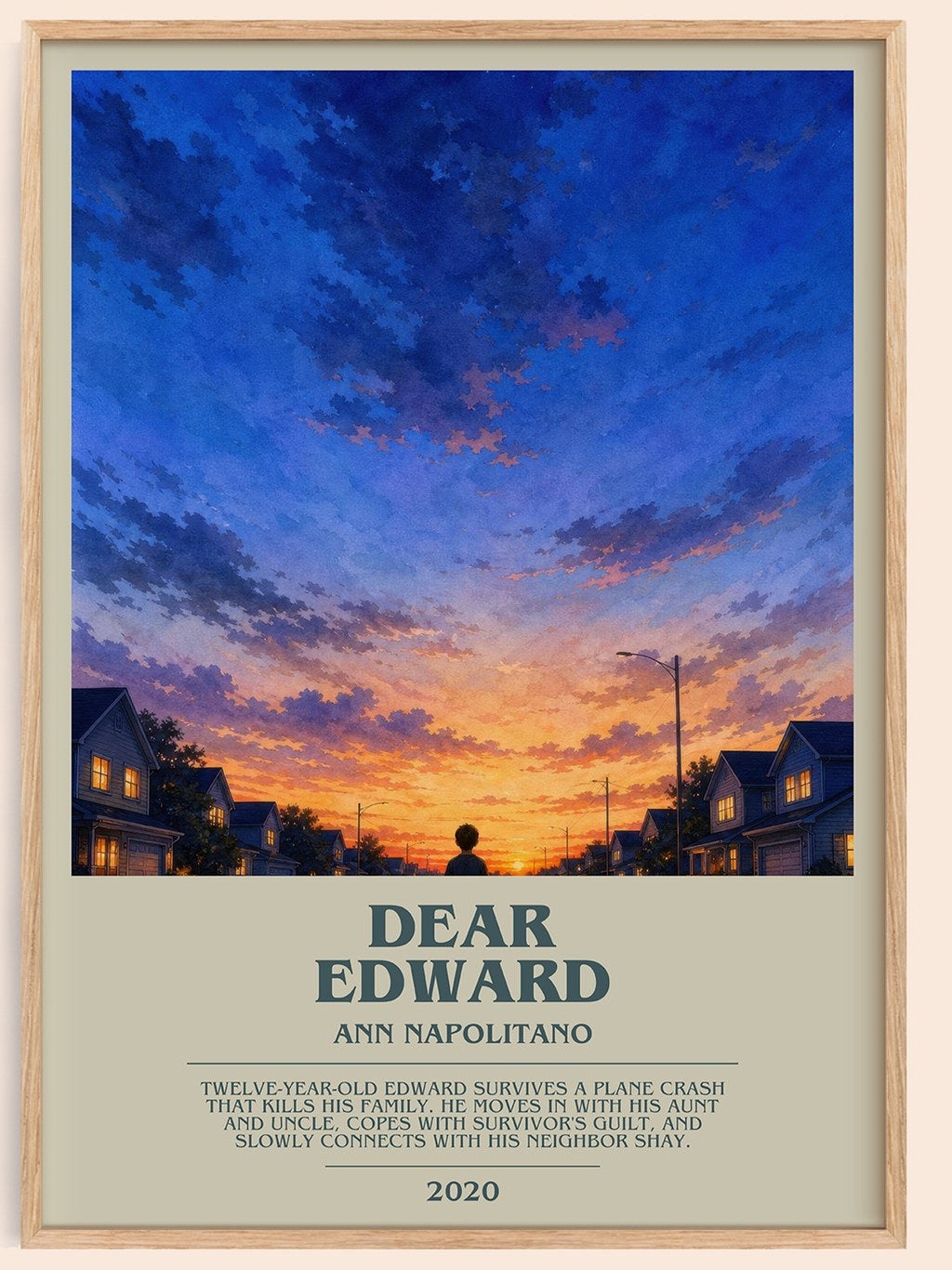 Dear Edward bookish book poster by Ann Napolitano – framed literary art print