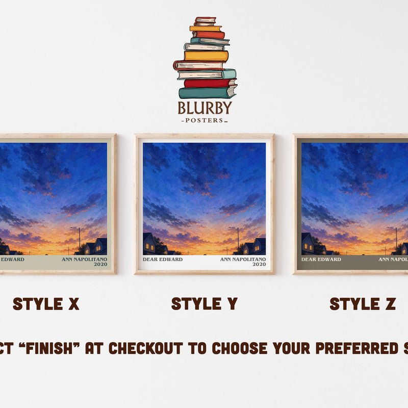 Dear Edward literary print in frame leaning in hallway – contemporary fiction wall art