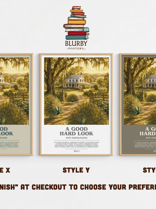 A Good Hard Look bookish print in frame leaning in hallway – literary fiction wall art