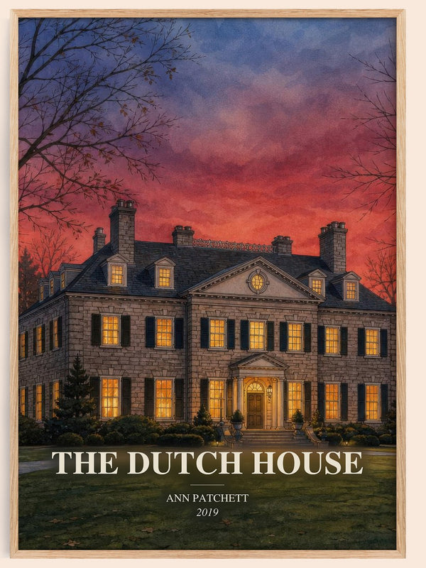 The Dutch House watercolour book poster by Ann Patchett – framed literary art print