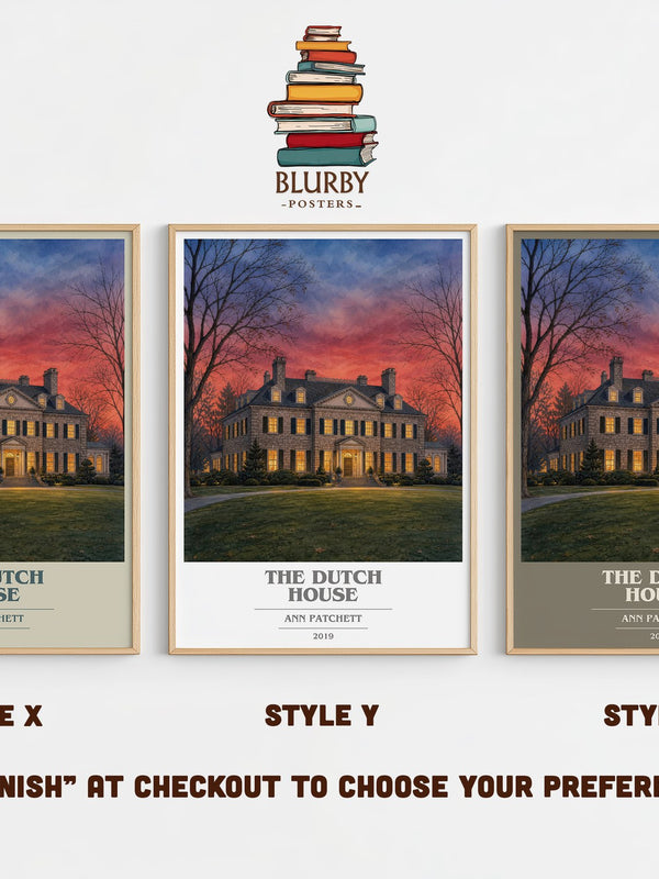 The Dutch House book cover print in frame leaning in hallway – contemporary fiction wall art