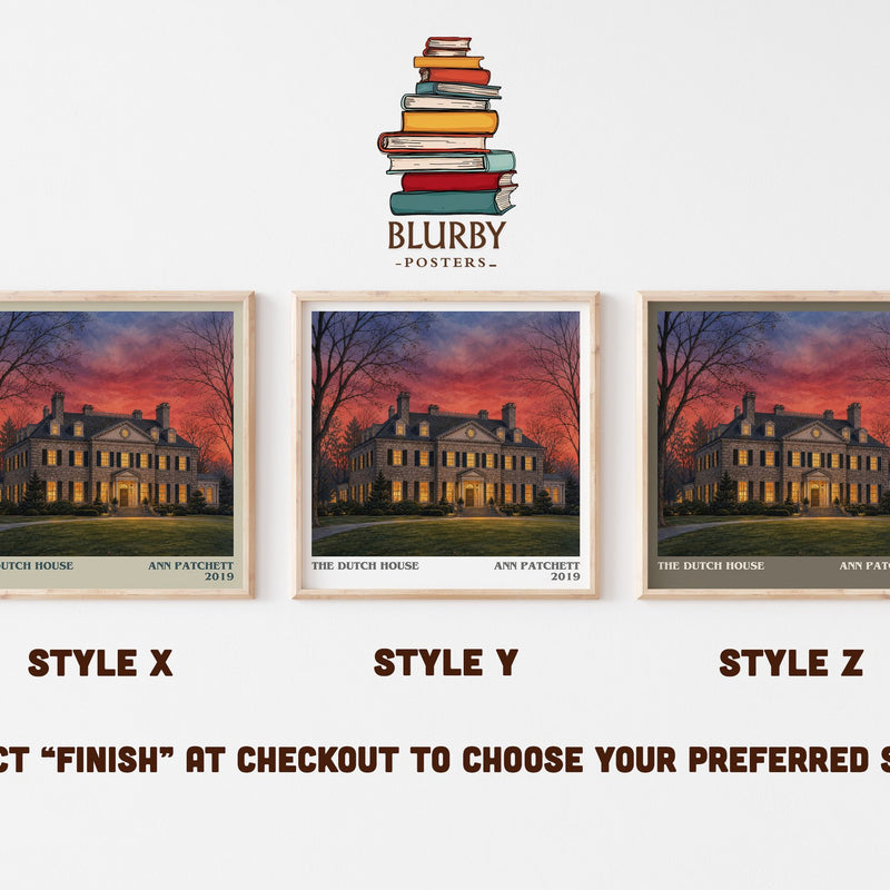 The Dutch House literary print in frame leaning in hallway – contemporary fiction wall art
