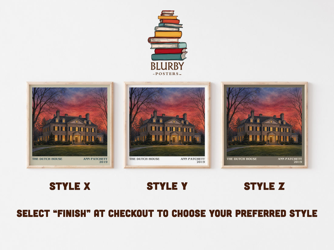 The Dutch House literary print in frame leaning in hallway – contemporary fiction wall art (mockup)