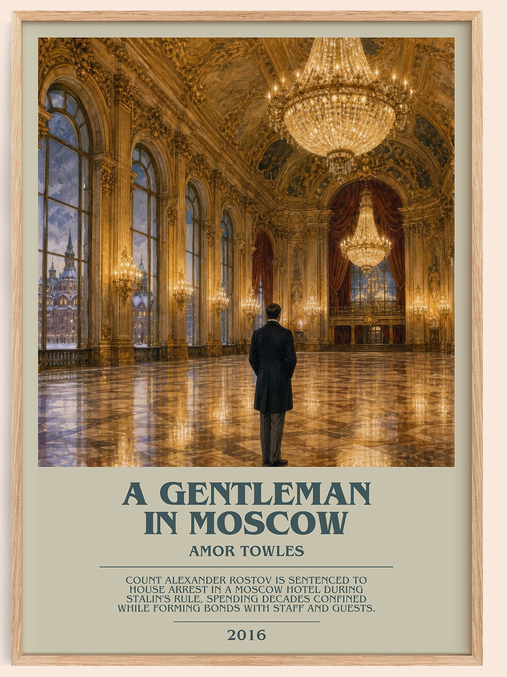 A Gentleman in Moscow bookish book poster by Amor Towles – framed literary art print