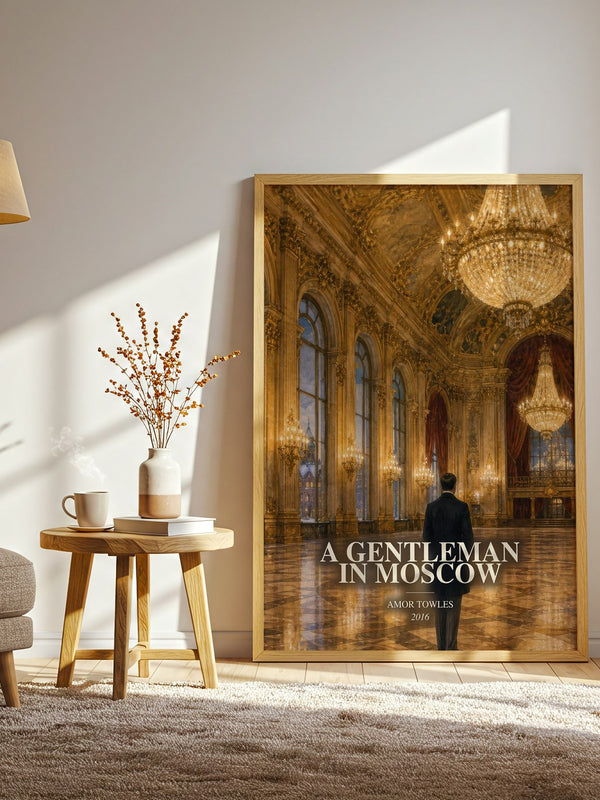 A Gentleman in Moscow watercolour print in frame leaning in hallway – historical fiction wall art