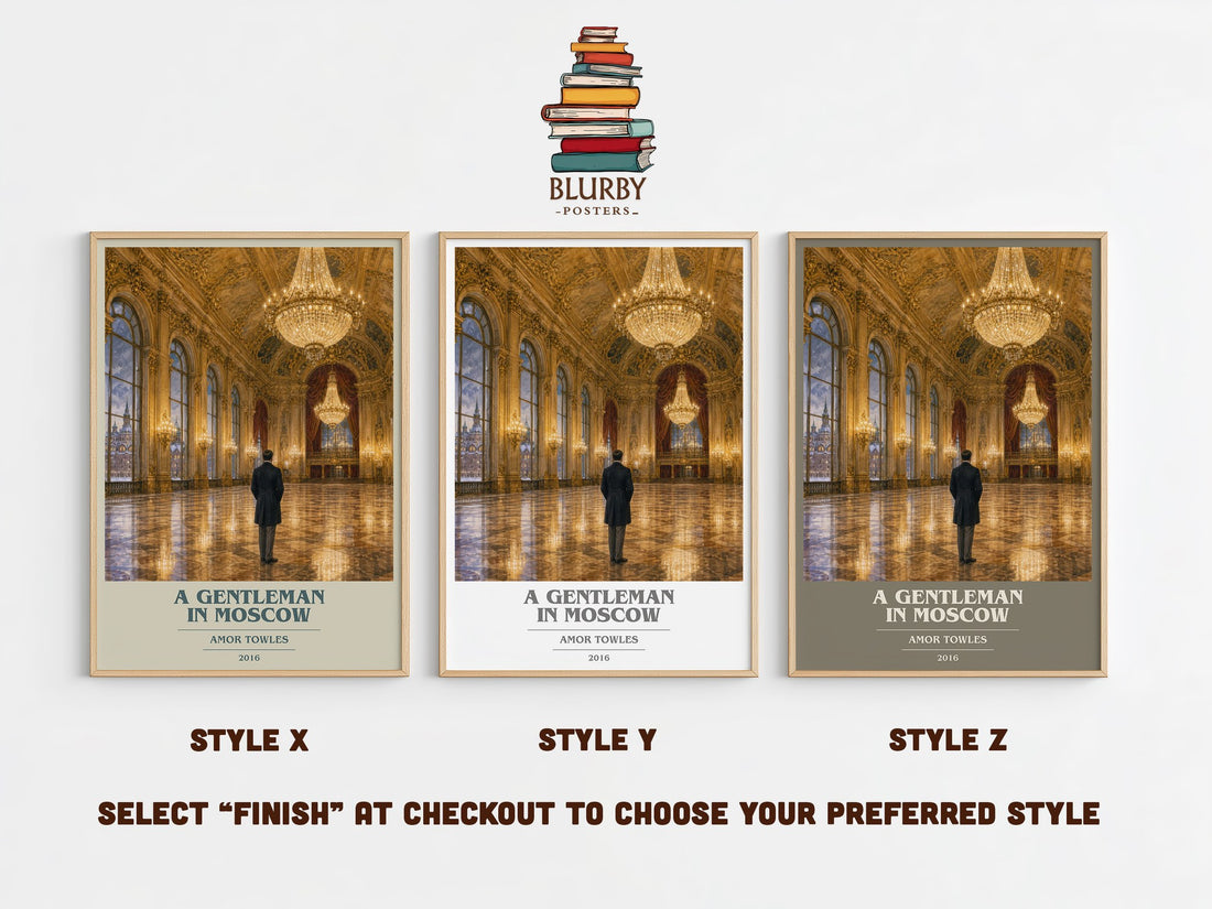 A Gentleman in Moscow book cover print in frame leaning in hallway – historical fiction wall art (mockup)