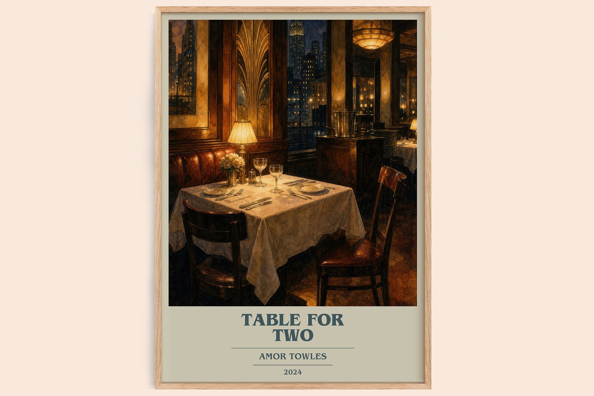 Table for Two Book Cover Poster by Amor Towles