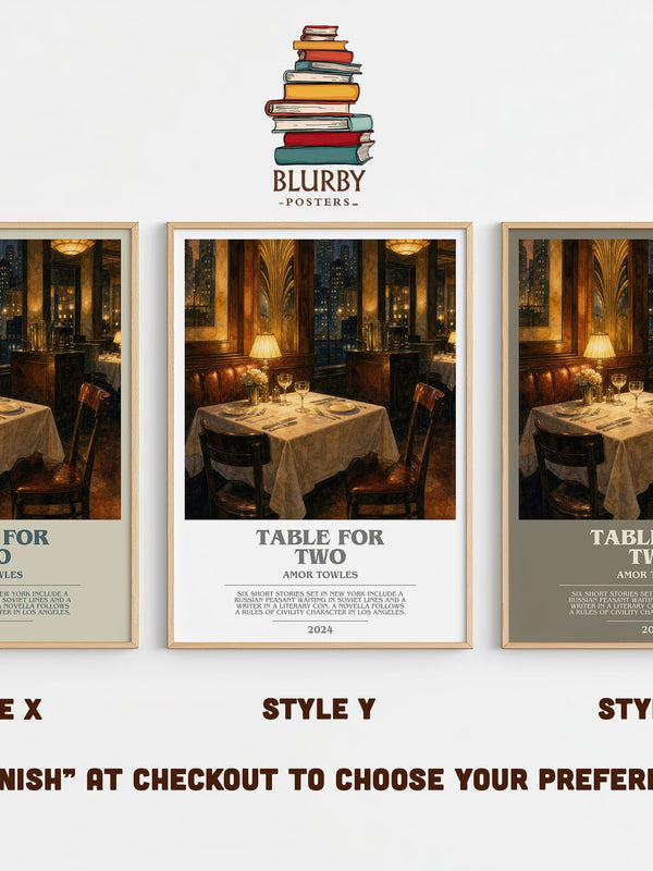 Table for Two bookish print in frame leaning in hallway – literary fiction wall art