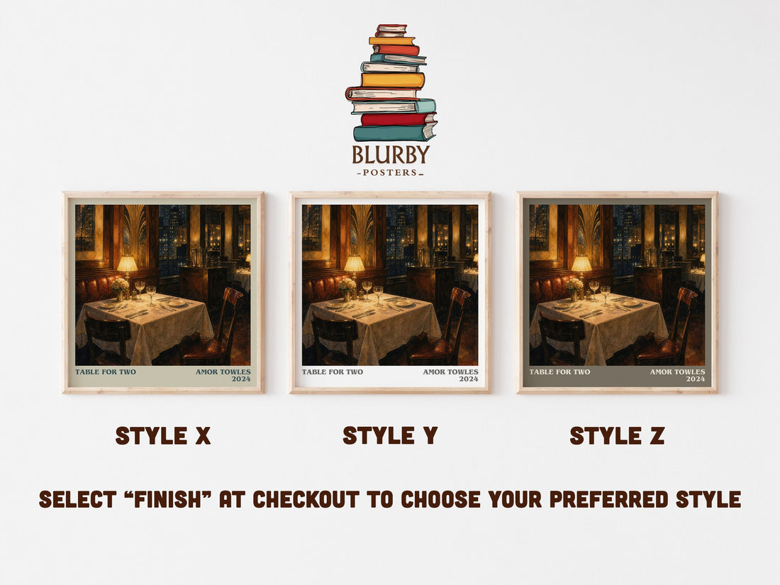 Table for Two literary print in frame leaning in hallway – literary fiction wall art (mockup)