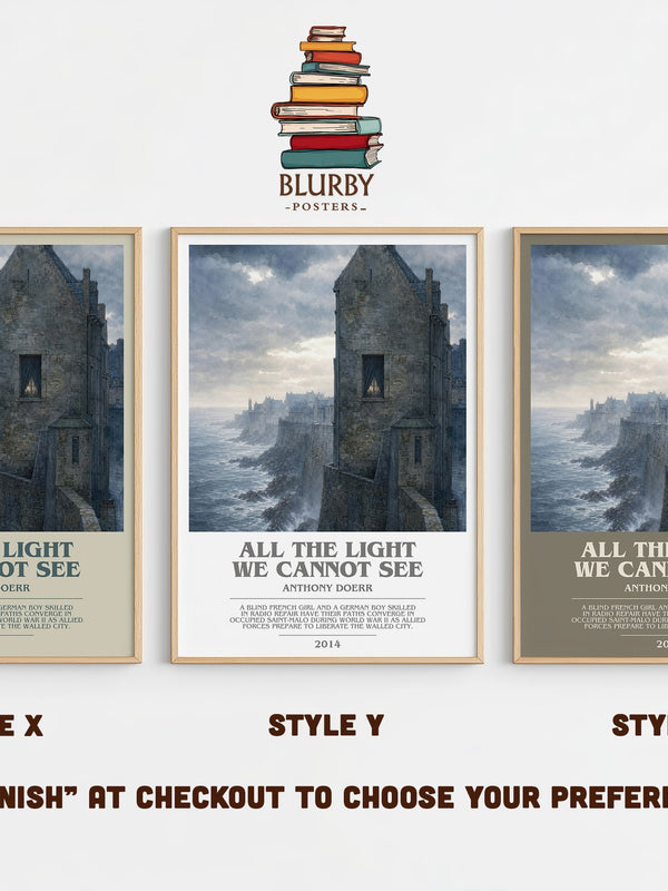All the Light We Cannot See bookish print in frame leaning in hallway – historical fiction wall art