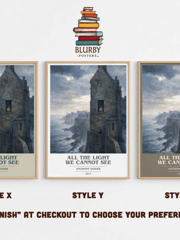 All the Light We Cannot See book cover print in frame leaning in hallway – historical fiction wall art