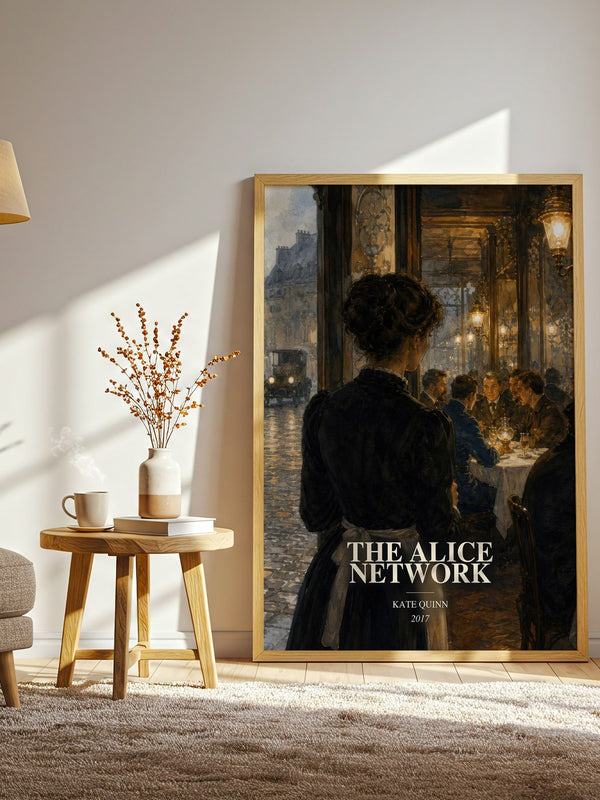 The Alice Network watercolour print in frame leaning in hallway – historical fiction wall art