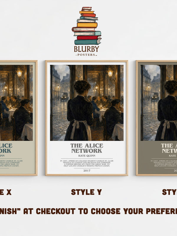 The Alice Network bookish print in frame leaning in hallway – historical fiction wall art