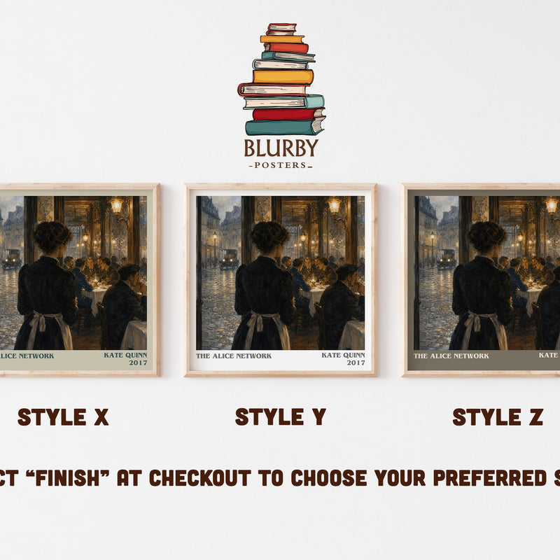 The Alice Network literary print in frame leaning in hallway – historical fiction wall art