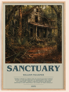 Sanctuary bookish book poster by William Faulkner – framed literary art print