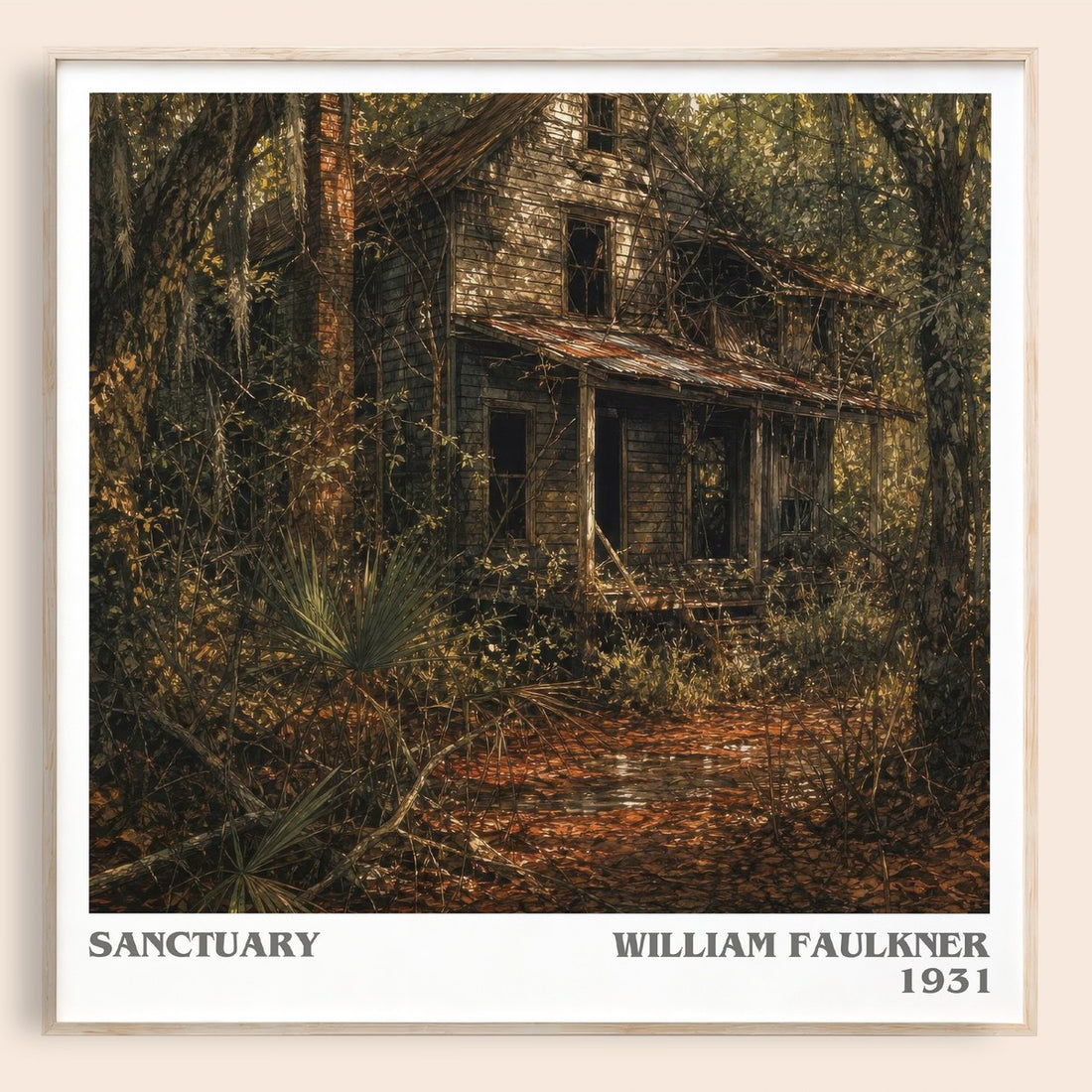 Sanctuary literary book poster by William Faulkner – framed literary art print