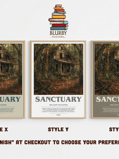 Sanctuary bookish print in frame leaning in hallway – literary fiction wall art