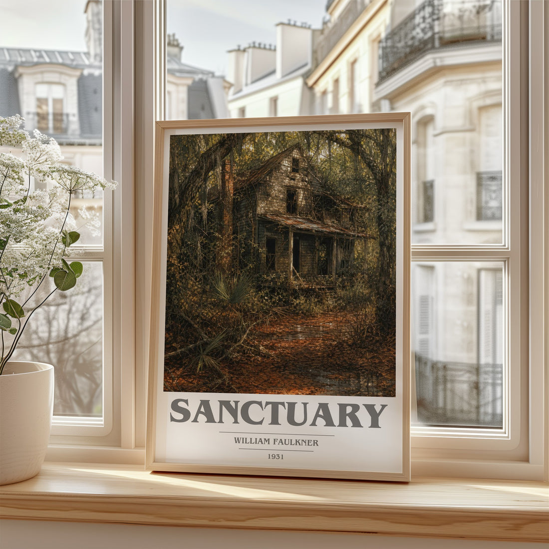 Sanctuary book cover poster colour and style options – William Faulkner book art