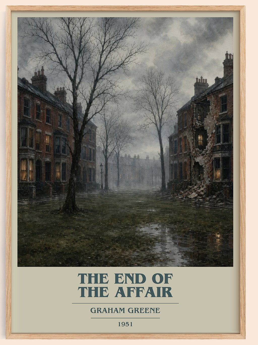 The End of the Affair book cover book poster by Graham Greene – framed literary art print