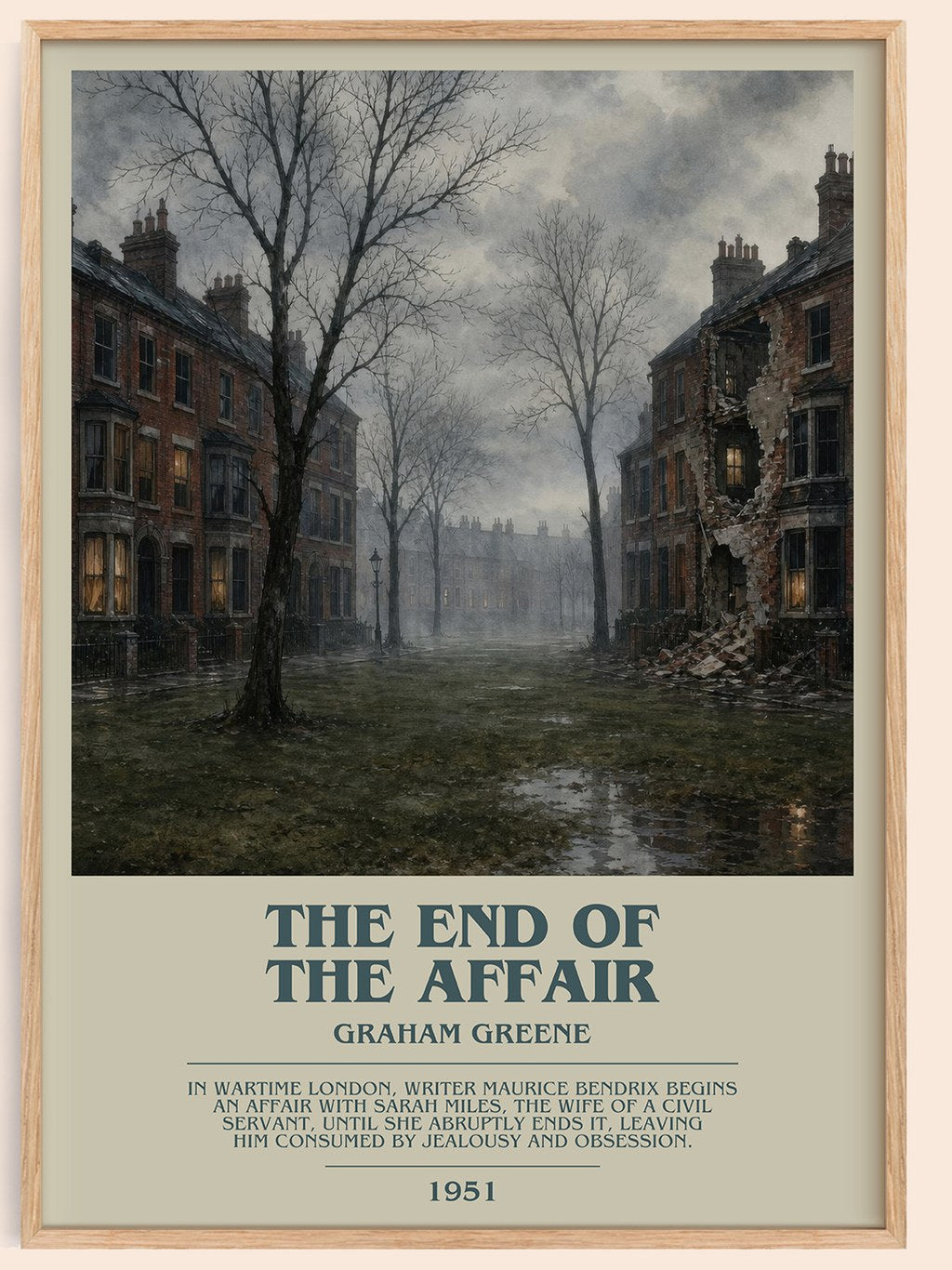 The End of the Affair bookish book poster by Graham Greene – framed literary art print