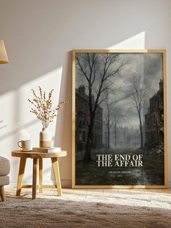 The End of the Affair watercolour print in frame leaning in hallway – literary fiction wall art