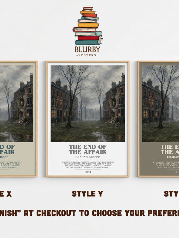 The End of the Affair bookish print in frame leaning in hallway – literary fiction wall art