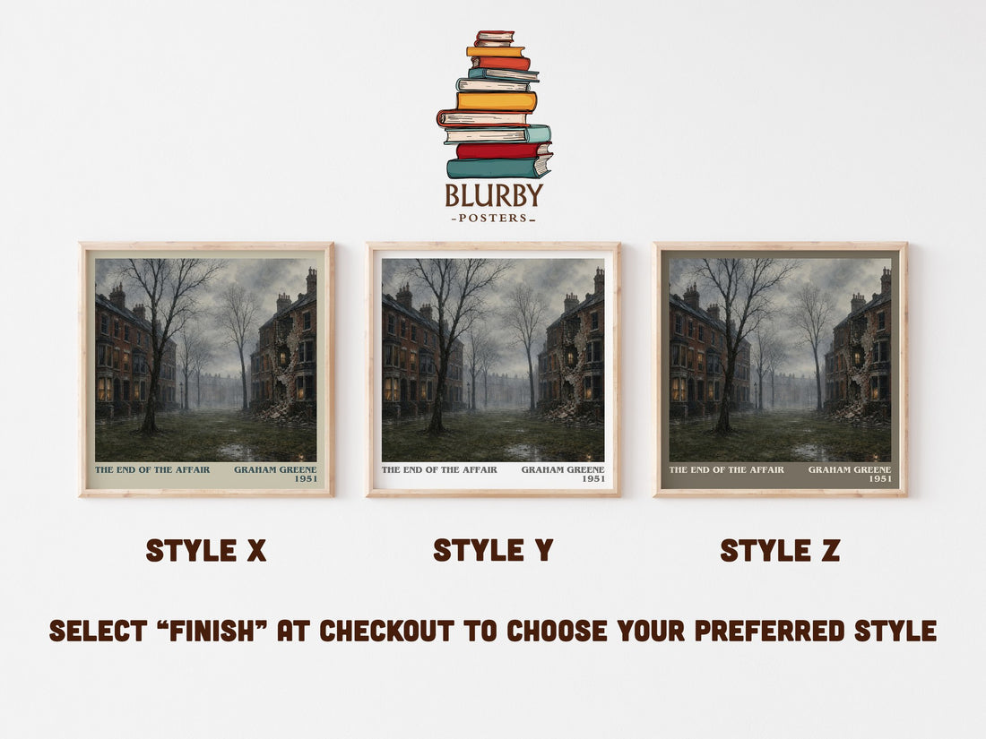 The End of the Affair literary print in frame leaning in hallway – literary fiction wall art (mockup)