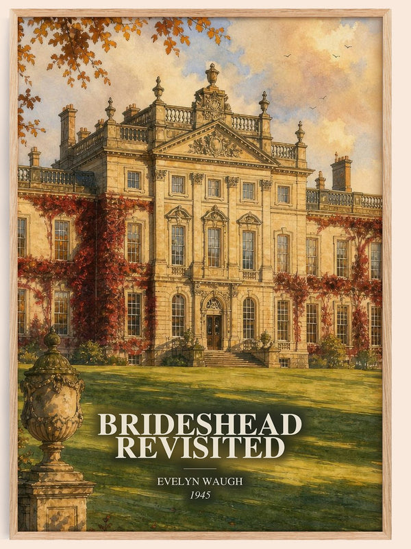 Brideshead Revisited watercolour book poster by Evelyn Waugh – framed literary art print