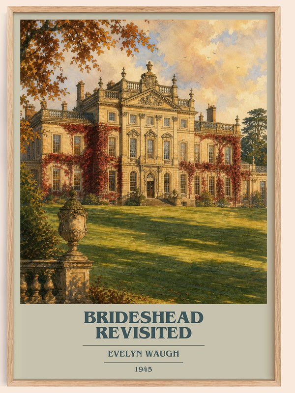 Brideshead Revisited book cover book poster by Evelyn Waugh – framed literary art print