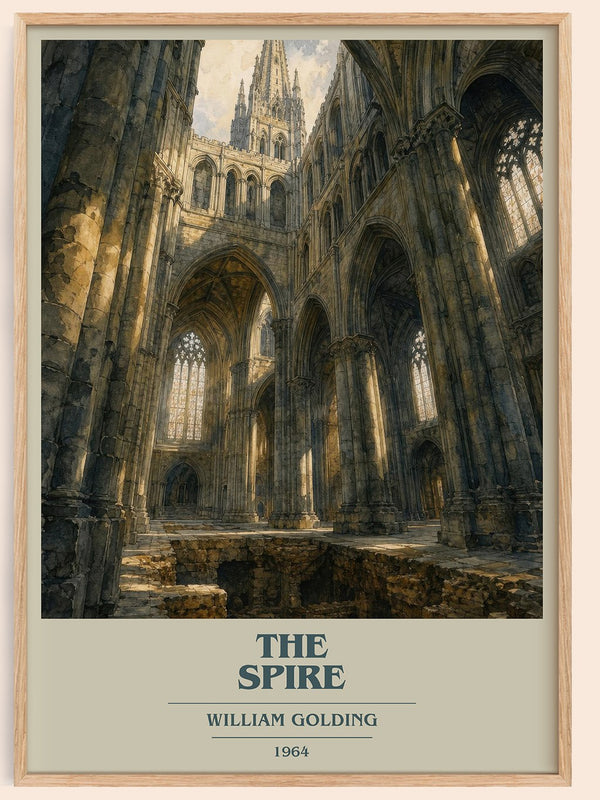 The Spire book cover book poster by William Golding – framed literary art print